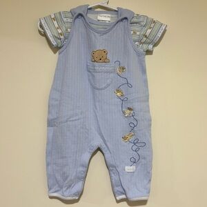 NWOT Carter's Vintage Just One Year 2 Piece Bear Blue Boy Outfit Size 3-6 Months